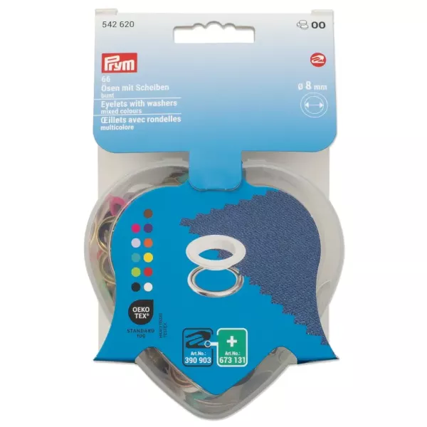 66 bunte Ösen mit Scheiben 8mm - für das Prym Vario Creative Tool