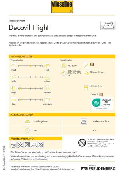 Vlieseline DECOVIL I LIGHT – Bügeleinlage mit lederähnlichem Griff