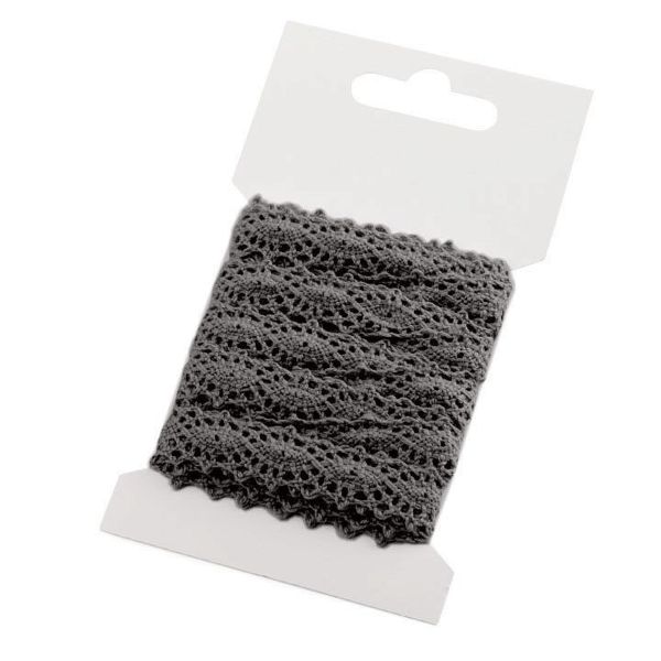 3m Klöppelspitze dunkelgrau - Spitze aus Baumwolle - 12mm breite Borte