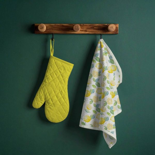 Waffelpiqué weiß Fresh Lemon – Baumwollstoff mit Aquarell Zitronen