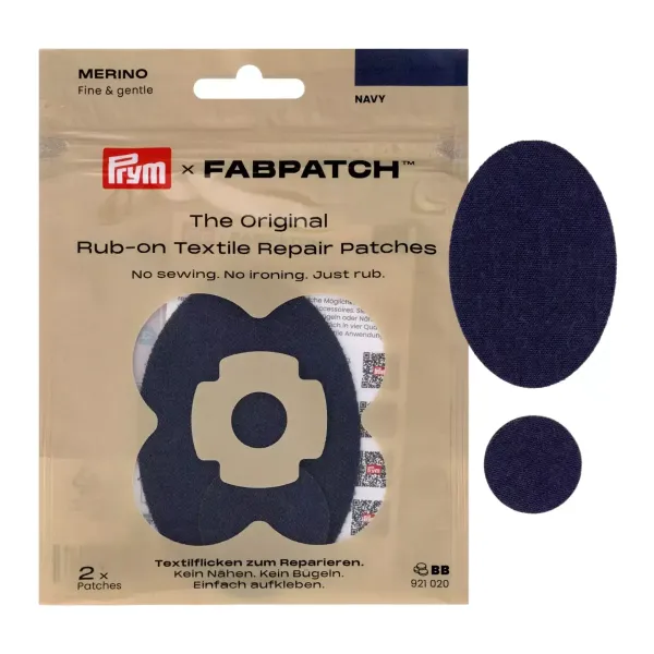 Prym x FabPatch Merino Reparaturflicken marineblau 2 Stück
