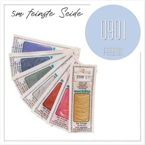 Stickgarn Madeira Silk hellblau 0901 - Sticktwist aus feinster Seide zum Sticken und Applizieren