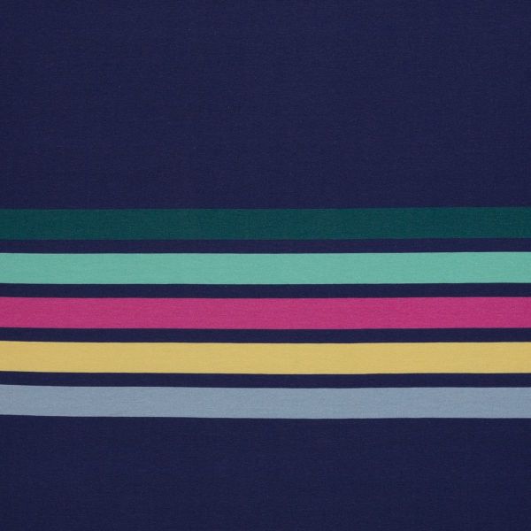 French Terry Panel Simply Stripes dunkelblau bunt – Streifen Sommersweat