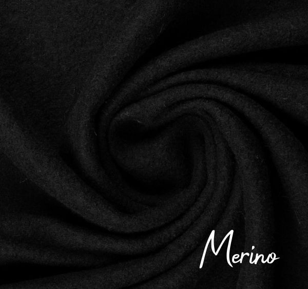 Merino aus 100% Schurwolle - Wollstoff schwarz von Swafing Wollwalk Walkloden