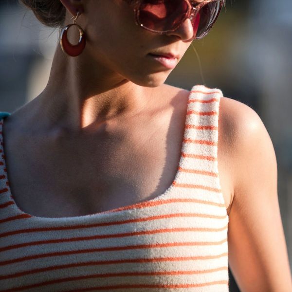 Sommerfrottee mit Streifen creme orange - Terry Cloth 2m breit von See You At Six