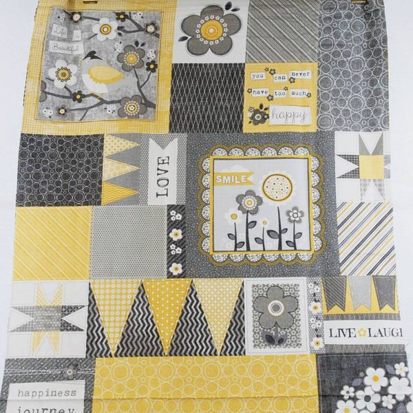 Baumwolle Appli Patches grau gelb - Serie Sunshine & Shadows 50x110cm