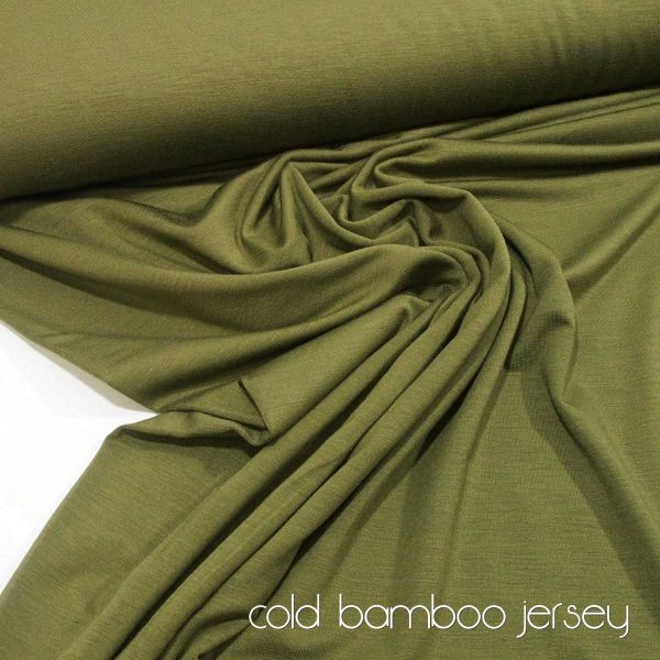 Viskose Jersey knitterfrei aus Bambus olive grün - cold bamboo jersey knit
