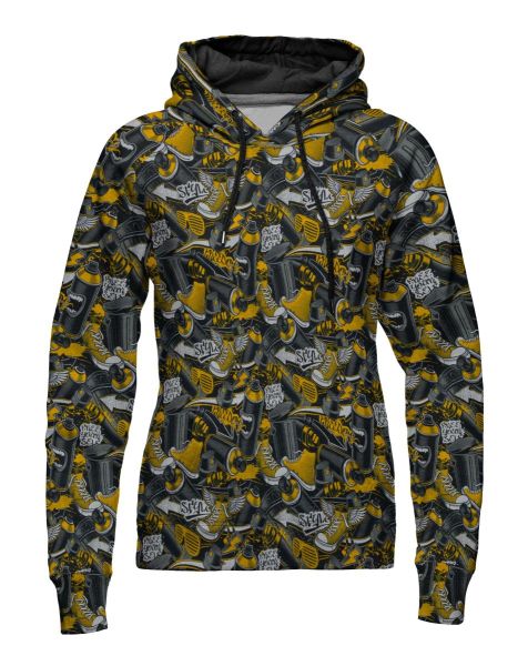 Sweat mit coolem Graffiti Muster Sneaker Sprayer HipHop gelb - French Terry Montreal von Swafing