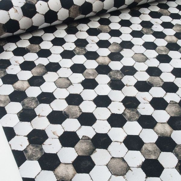 Sweat Fußball Hexagon schwarz grau weiß – French Terry Soccer Skeep it rolling