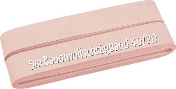5m Schrägband aus Baumwolle apricot rosa - Baumwollschrägband 40/20/10