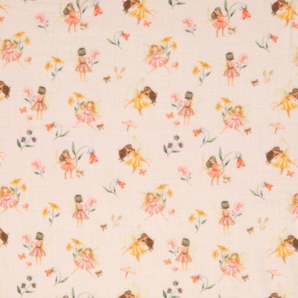 Double Slub Elfe Prinzessin Blüten zart rosa – Double Gauze Joy aus Baumwolle