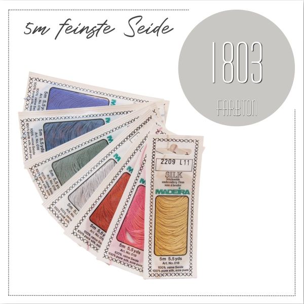 Stickgarn Madeira Silk hellgrau kiesel 1803 - Sticktwist aus feinster Seide zum Sticken und Applizieren