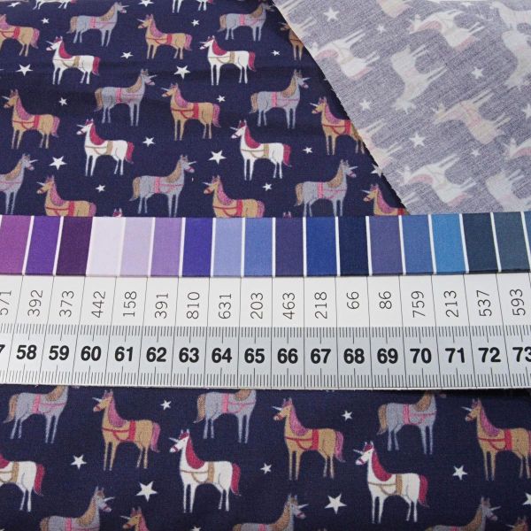 Baumwolle Einhorn Sterne violett - Unicorn C-601 Ed Tablilla Indigo fabrics