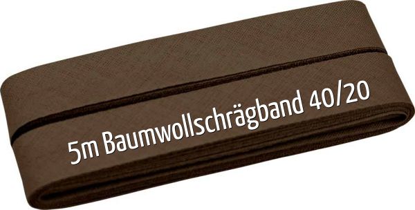 5m Schrägband aus Baumwolle braun - Baumwollschrägband 40/20/10