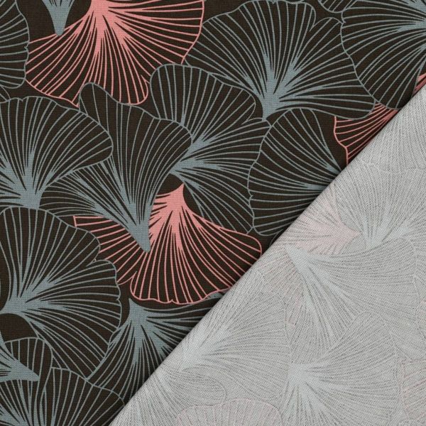 Canvas Webware mit Ginkgo-Blättern - Dekostoff Baumwollcanvas Leaves khaki