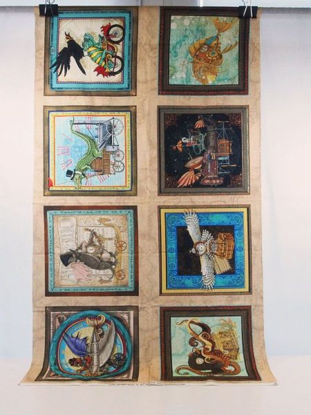 Baumwolle Steampunk 8 Tierbilder - Fantasy & Fiction Panel 60x110cm