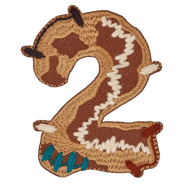 Bügelbild Zahl 2 braun Urban Style- Applikation zum Aufbügeln