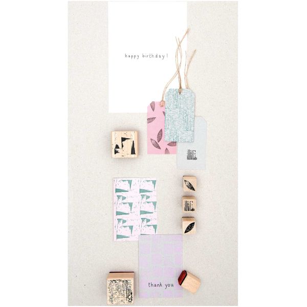 Stempel Set • Natur Strukturen • 5 Stempel + Stempelkissen Muster