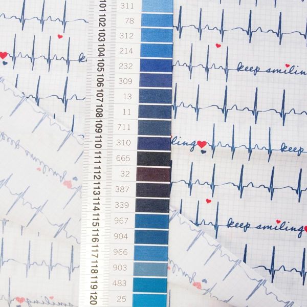 Baumwolle Medizin Herzschlag weiß – keep smiling EKG Serie TONI