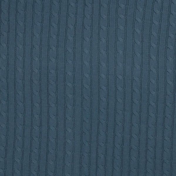 Weicher dicker Strickstoff mit Zopfmuster blau – Baumwollstrick Sophie von Swafing