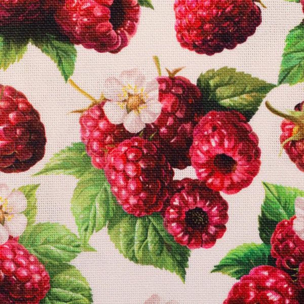Dekostoff mit Himbeeren rosa berry - Baumwolle Canvas Matteo von Swafing