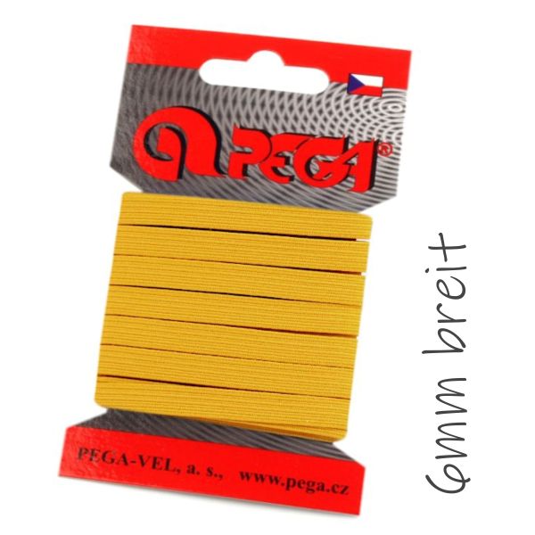 5m schmales Gummiband senf gelb - 6mm breit