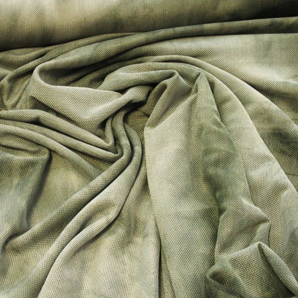 feiner weich fließender Mesh Tüll Batik oliv khaki für Tücher Cropp Tops & Oversize Shirts