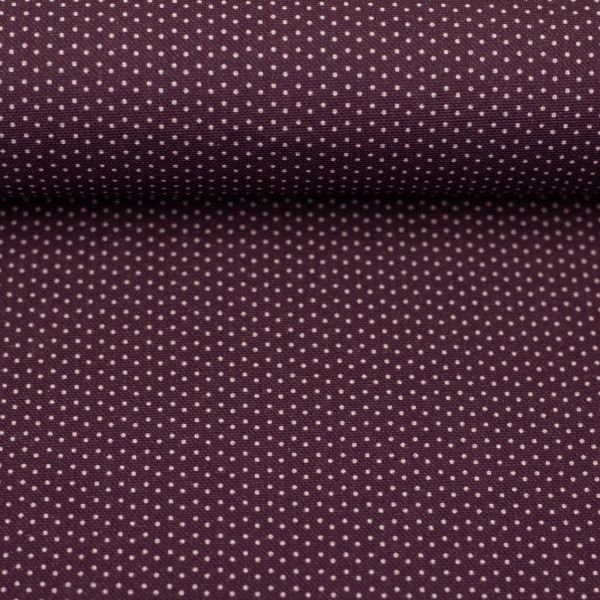 Baumwollstoff Else aubergine mit kleinen Punkten – Swafing Webware