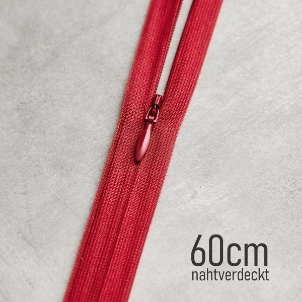 meetMILK Reißverschluss unsichtbar 60cm Berry – erdbeerrot YKK