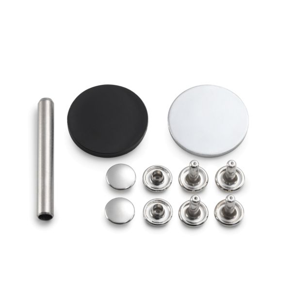 8 Hohlnieten silber Ø 9mm x 4-6mm mit Nieten Werkzeug