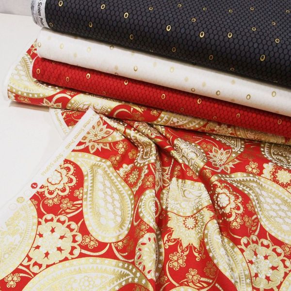 Baumwolle Ovals Punkte weiß gold - Jubilee für Berninas 125th Anniversary