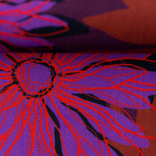 Viskose Kleider & Hosenstoff Blüten violett orange - Asteria by Thorsten Berger von Swafing-Copy