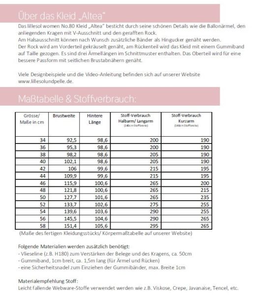Schnittmuster Kleid Altea Damen Lillesol woman No.80 - Gr. 34-58