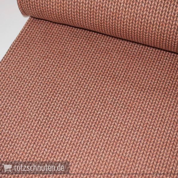 Bio Jacquard Jersey KNIT KNIT A37/20 – Strickoptik lachs apricot von Hamburger Liebe