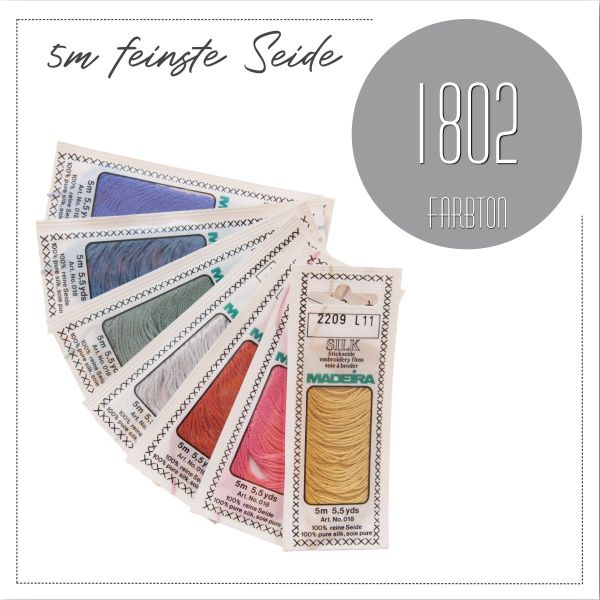 Stickgarn Madeira Silk grau 1802 - Sticktwist aus feinster Seide zum Sticken und Applizieren