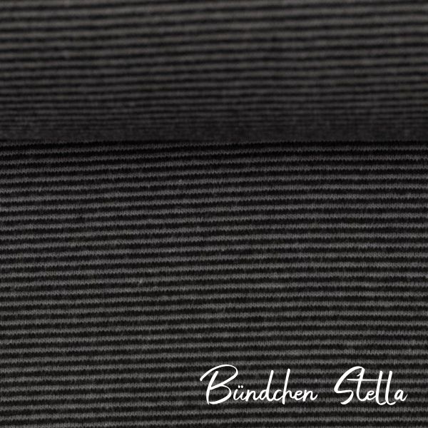 Bündchen Stella mit feinen Streifen schwarz dunkelgrau – Rib Stripes by Swafing