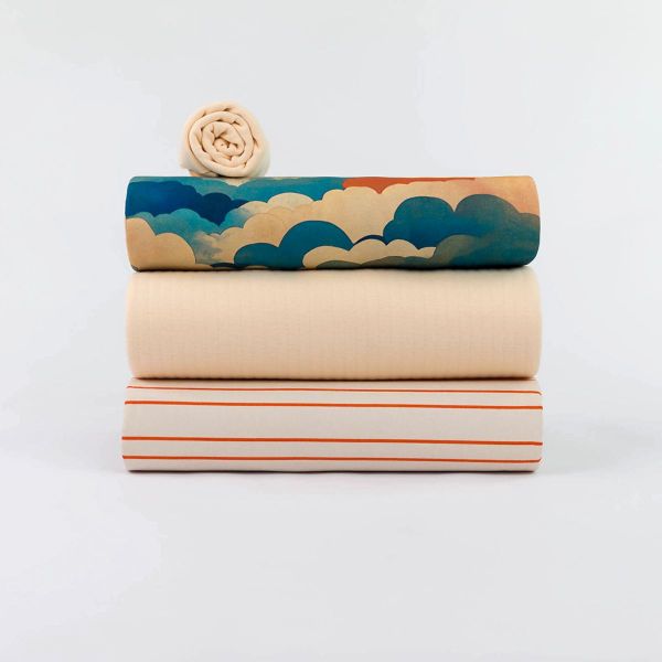 French Terry mit Wolken in orange petrol - Cool Clouds 150cm breit von See You At Six