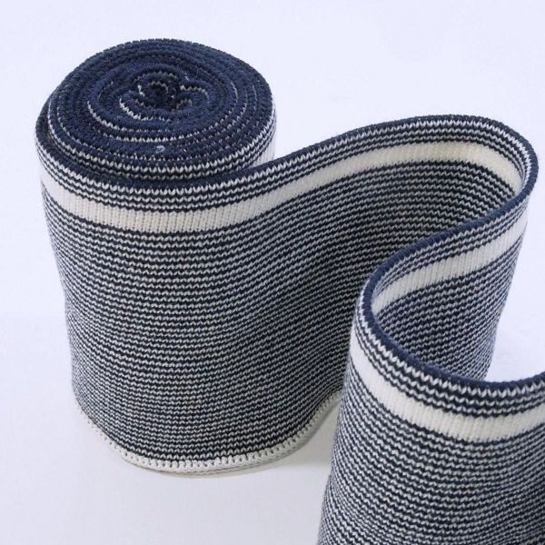Cuffs Bündchen navy blau weiß meliert für Hoodie & Co - 7cm hoch 150cm lang