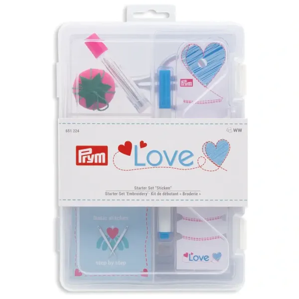 Nähen Starter Sticken von PRYM – Schere Nadeln, Nadelkissen, Stickrahmen, Trickmarker 8tlg.