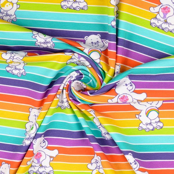 Jersey Glücksbärchis Regenbogen bunte Streifen - Care Bears