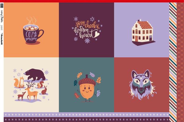 DIY Set Kissen Taschen Rucksack Quilt nähen - Baumwolle Rosy Cheeks 95cm Rapport Winter Wunderland