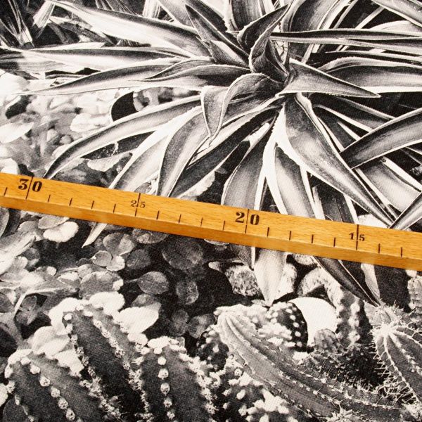 Deko Canvas BOGOTA - Sukkulenten schwarz weiß - 140cm Baumwolle by Swafing