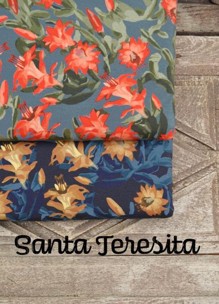 Modal Sweat Blüten grau grün coral – Serie Santa Teresita von Swafing