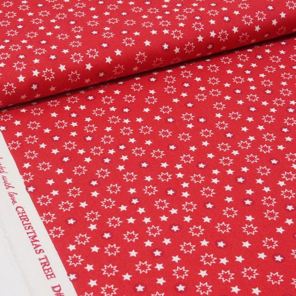 Baumwolle kleine Sterne Schneeflocken rot - Christmas Tree Snowflake