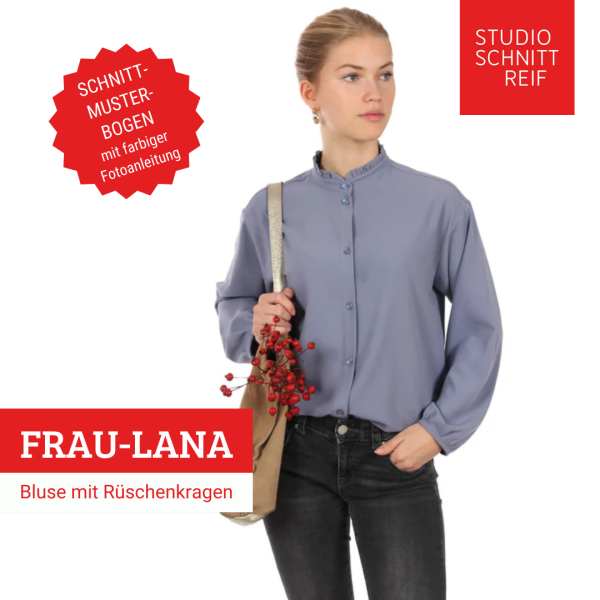 Schnittmuster FRAU LANA • Bluse mit Rüschenkragen von Studio Schnittreif • Gr. XS-XXL