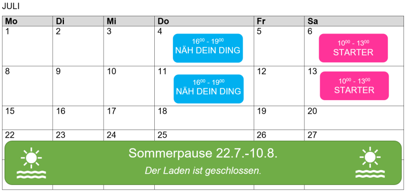 Nähkurse im Juli