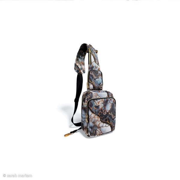 Oxford Gewebe für Taschen - Flowing Bloom - Marmor anthrazit gold – Design von Sarah Mariam für Swaf
