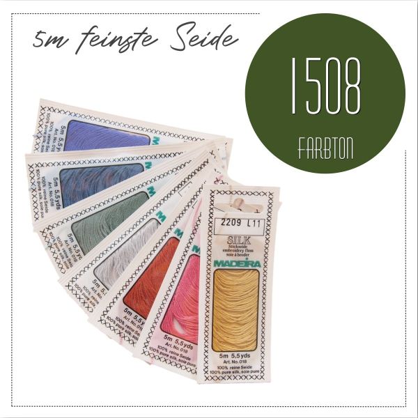 Stickgarn Madeira Silk oliv 1508 - Sticktwist aus feinster Seide zum Sticken und Applizieren