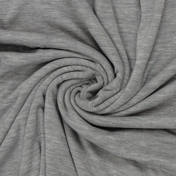 Weicher dünner Merinostrick in grau meliert - 100% Schurwolle Merino Strickstoff von Swafing