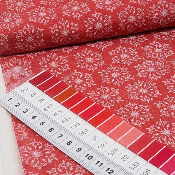 Baumwolle Schneeflocken rot Retro Vintage - Yuletide Tim Holtz Snowflakes red